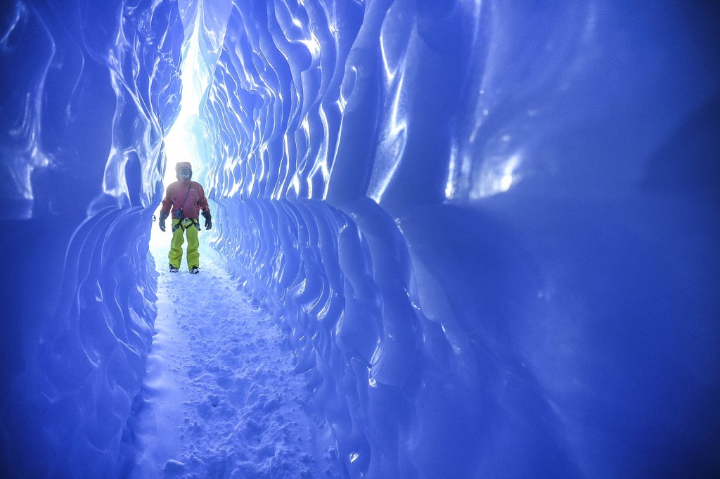 A White Desert guest explores an ice tunnel. Source: White Desert