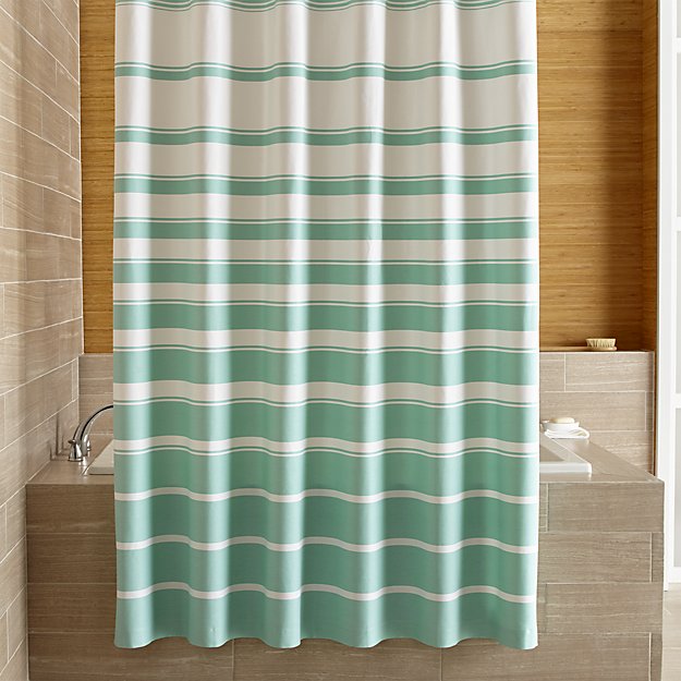 Crate & Barrel Hampton Stripe Seafoam Shower Curtain